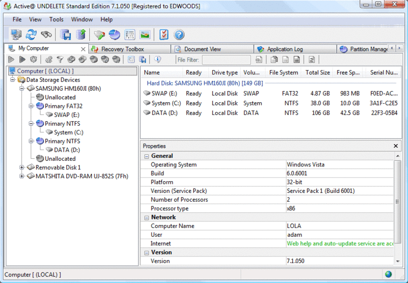 Active UNDELETE - Data Recovery Screenshot